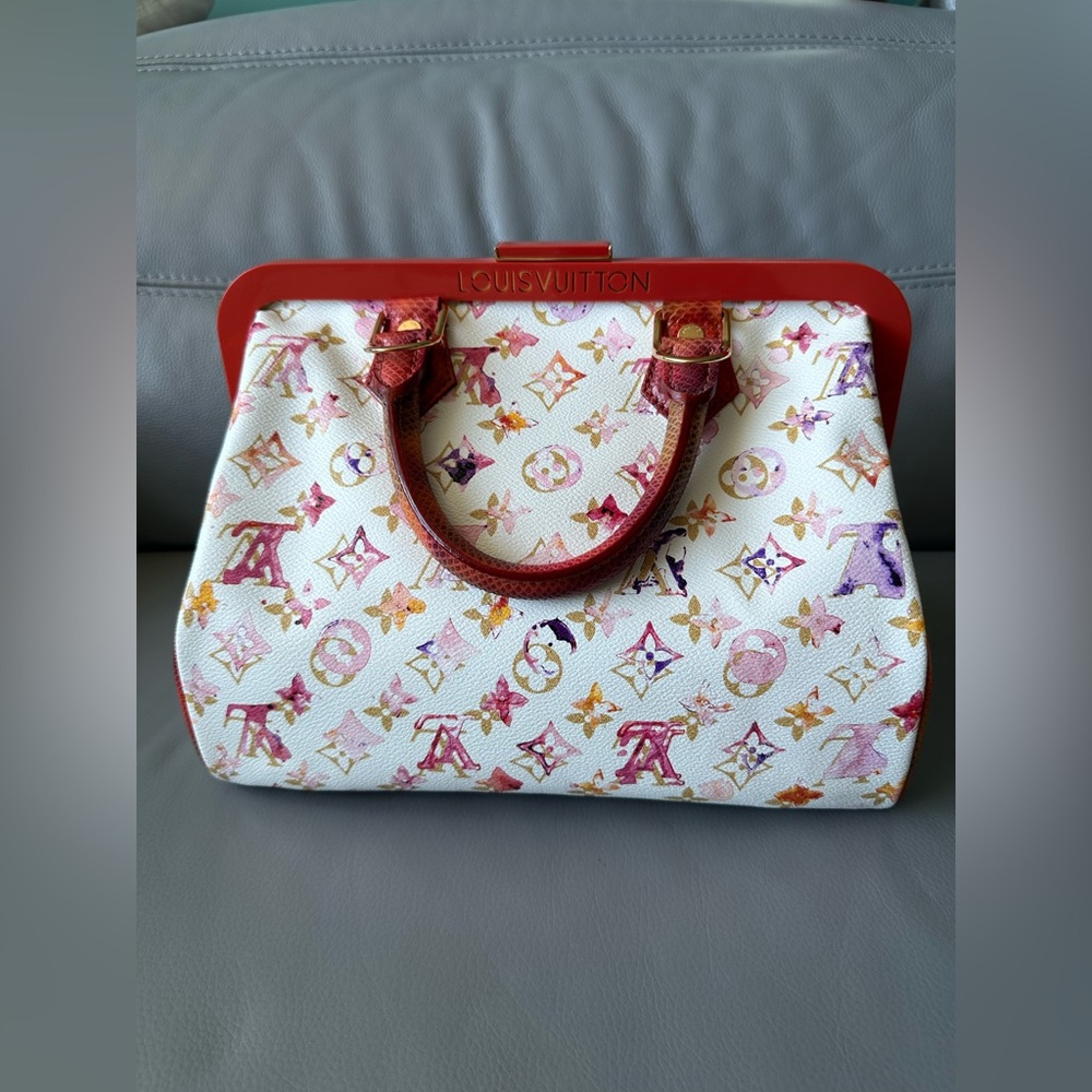 Louis Vuitton MONOGRAM WATERCOLOR FRAME SPEEDY with snakeskin trim - Picture 2 of 13